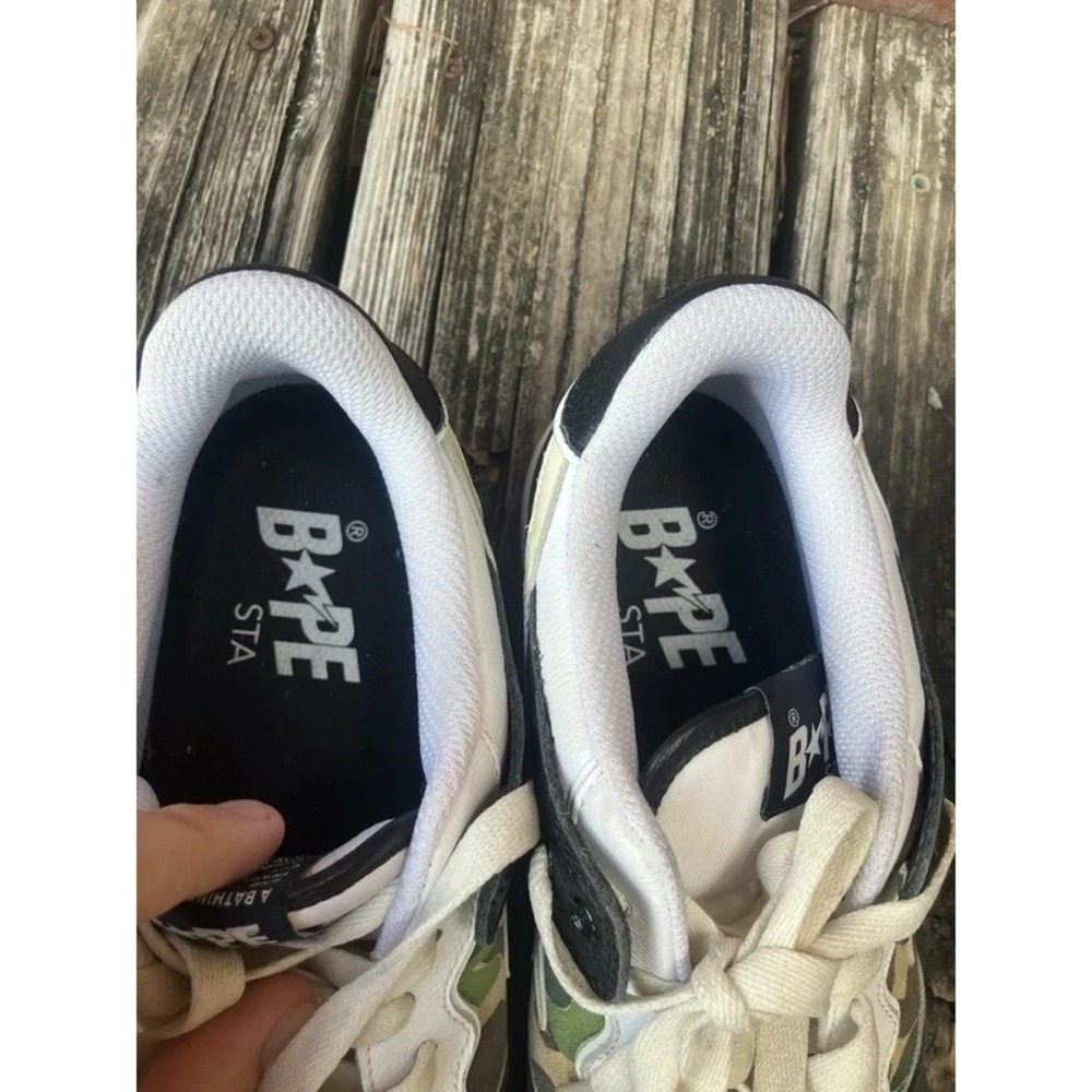 A Bathing Ape Sk8 Sta Low Top Sneakers 1I70-191-006 Mens Size 9 Camo ARMY Black - Picture 12 of 16